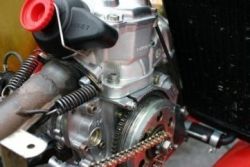 Cleaning racing karts and kart part, motor with drive chain