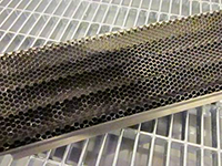 Cleaning aircraft transmission parts, titanium, finely perforated, fine perforation, turbine parts