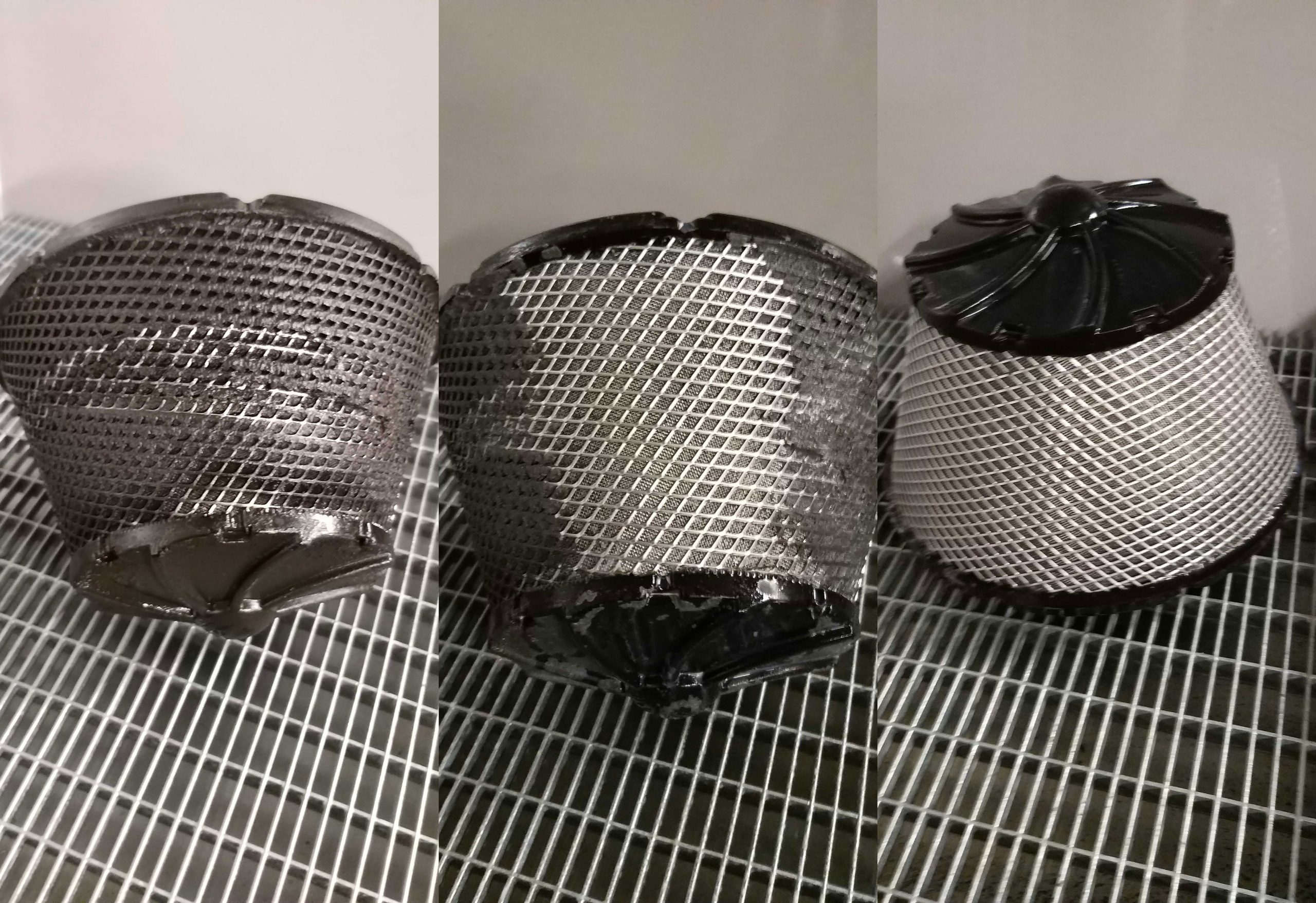 Heiß und wirksam – Reinigung in Reparatur und Instandhaltung 4 Am Beispiel eines konischen Filters: Teilereinigung mit Niederdruck-Heißreinigung – vorher und nachher in kürzester Zeit