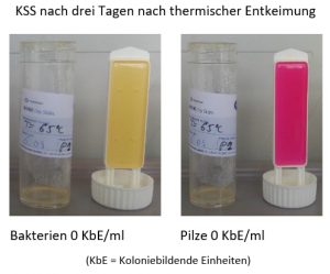Thermische Entkeimung — Fachartikel 1 KSS drei Tage nach thermischer Entkeimung