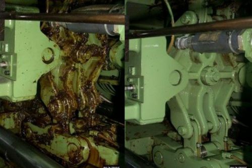 Maschine vor und nach der Reinigung